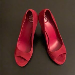 BCBG red suede heels
